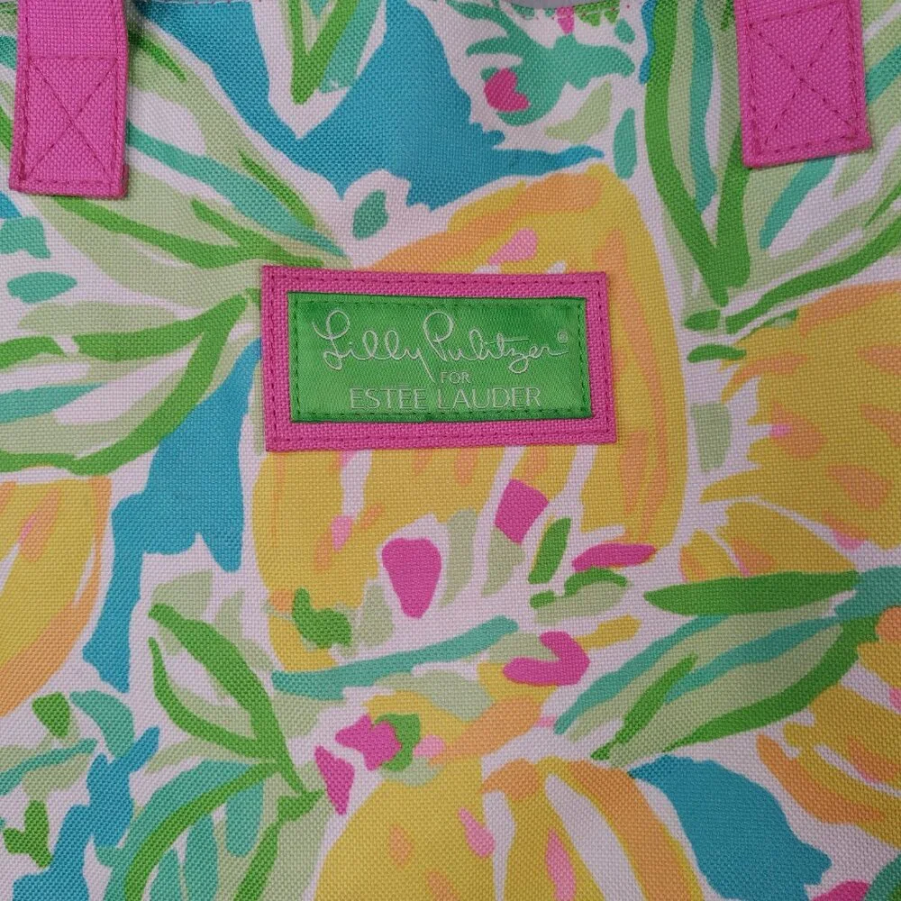 Lilly Pulitzer for Estée Lauder Pink Green Tote Bag Large - Picture 3 of 9